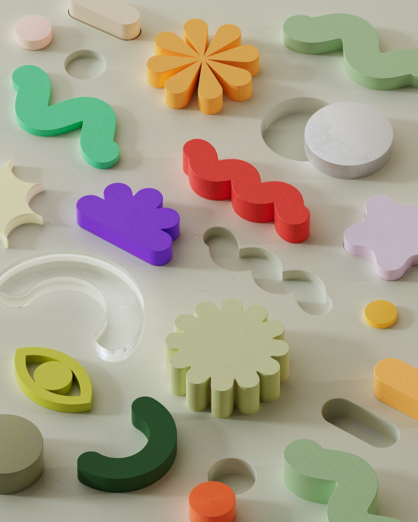 A group of colorful puzzle pieces