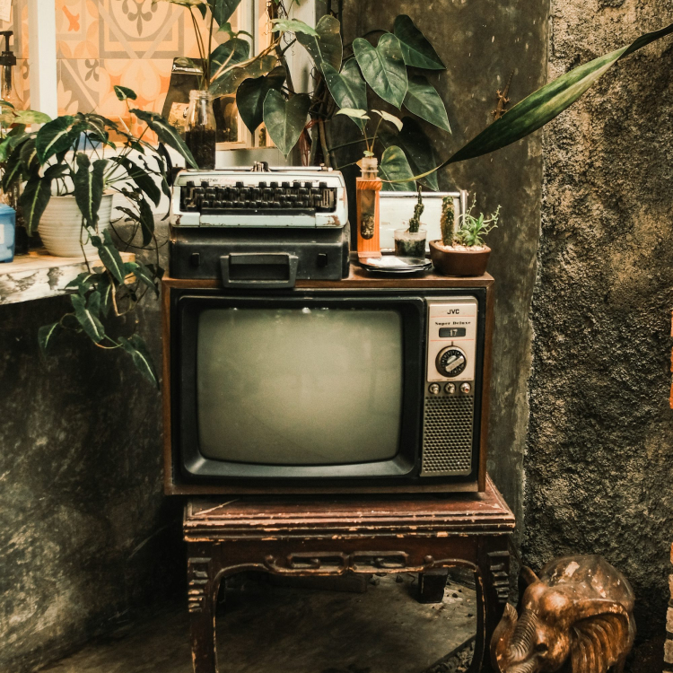 A small television on a stand