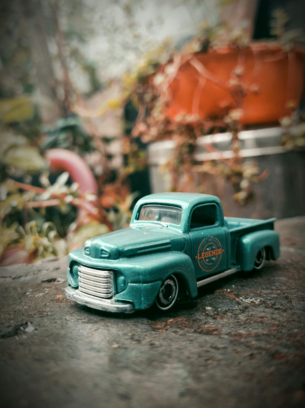 A toy car on a road