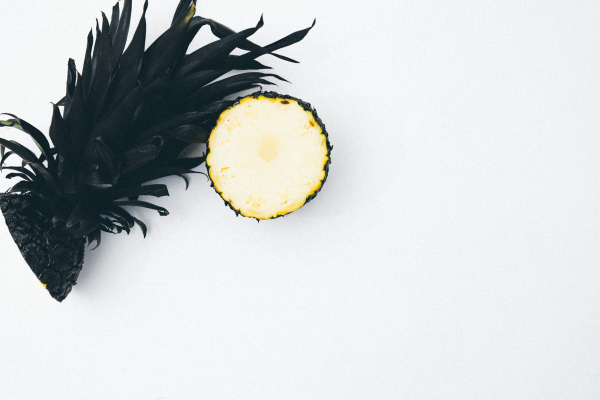 Selective color of slice pineapple