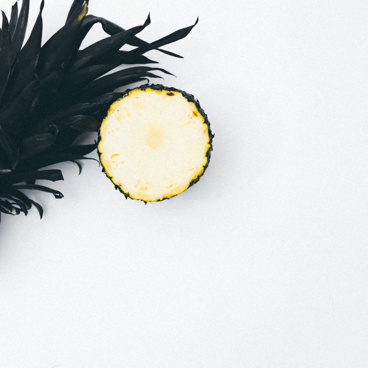 Selective color of slice pineapple
