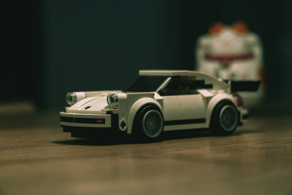 White and black coupe scale model