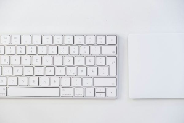 White apple keyboard on white table