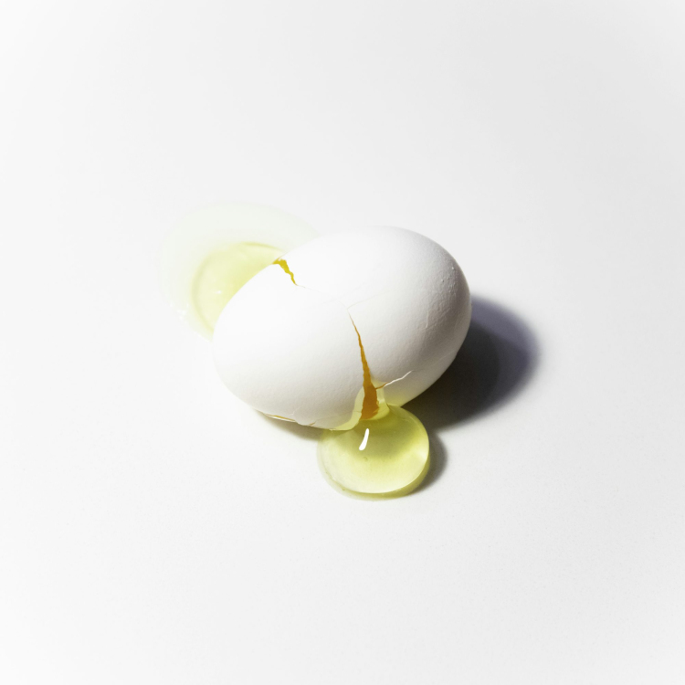 White egg on white surface